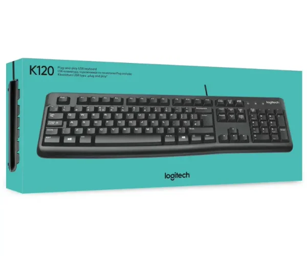 920-002508 - LOGI K120 Corded Keyboard plug and play USB connection spill resist.