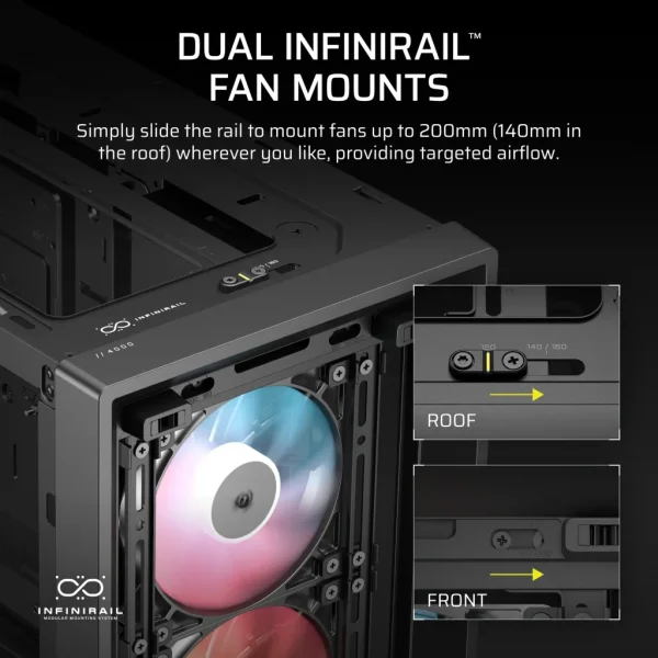 FRAME 4000D LCD RS ARGB Premium Mid-Tower PC Case; Includes 4x RS120 PWM ARGB Fans; XENEON EDGE; Black.