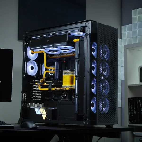 iCUE LINK 9000D AIRFLOW Tempered Glass Super-Tower; Supports  18x 120mm fans - Black