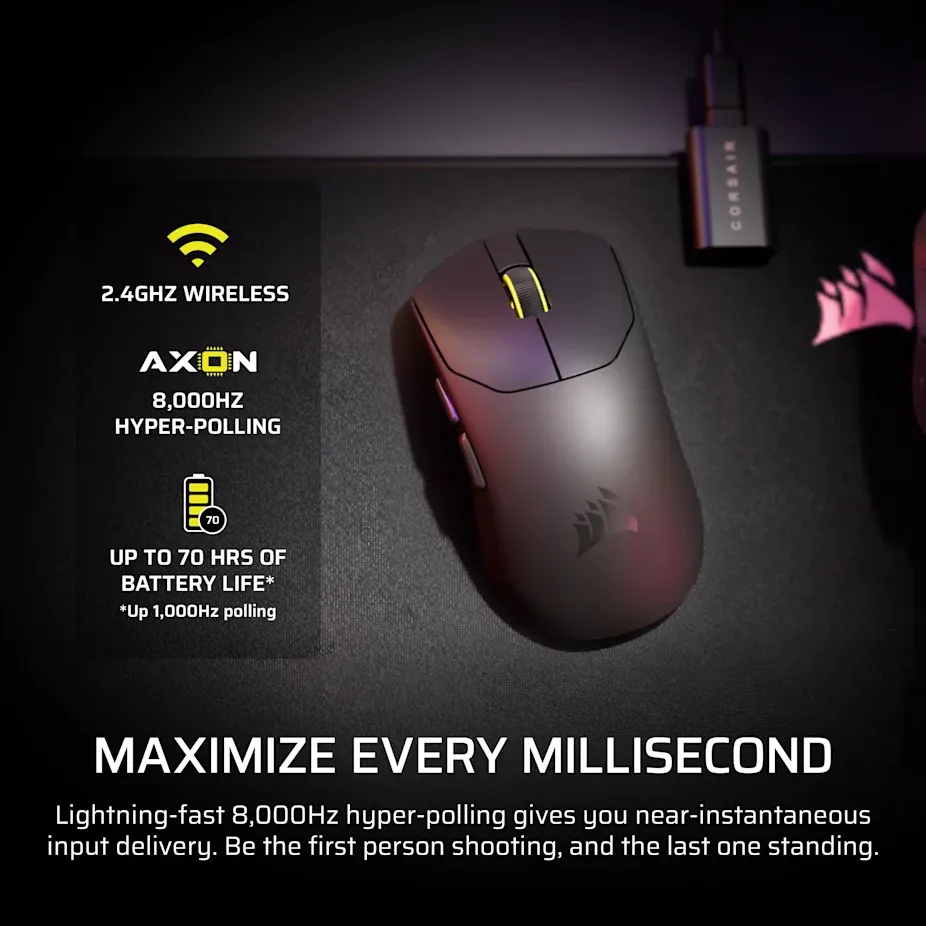 Corsair SABRE v2 PRO ULTRALIGHT WIRELESS Gaming Mouse - Black; 33k DPI. - Image 3