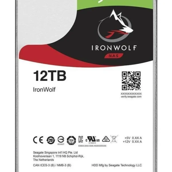Seagate Ironwolf 12TB NAS; 3.5'' Internal; SATA 6GB/s; RPM 7200; 256MB Cache
