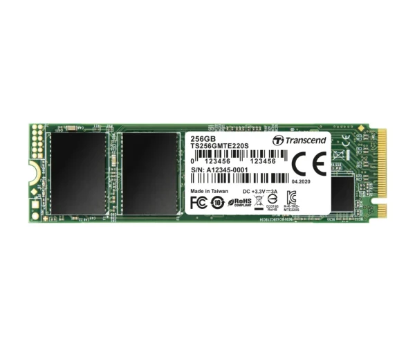 TRANSCEND 256GBMTE220S PCI-E GEN 3x4 NVMe M.2 2280 SSD 3D TLC with DRAM cache - 3300 MB/s Read 1250 MB/s Write - 550 TBW