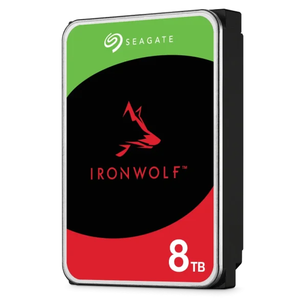 Seagate Ironwolf ST8000VN002 8TB 3.5'' HDD NAS Drives; SATA 6GB/s Interface; 1-8 Bays Supported; MUT: 180TB/Year; RV: Yes; Dual